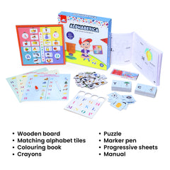 Skaleups Alphabetica 4-in-1 Educational Activity Kit, Alphabet Learning Set with Puzzle Cards and Write & Erase Board, Ages 3+