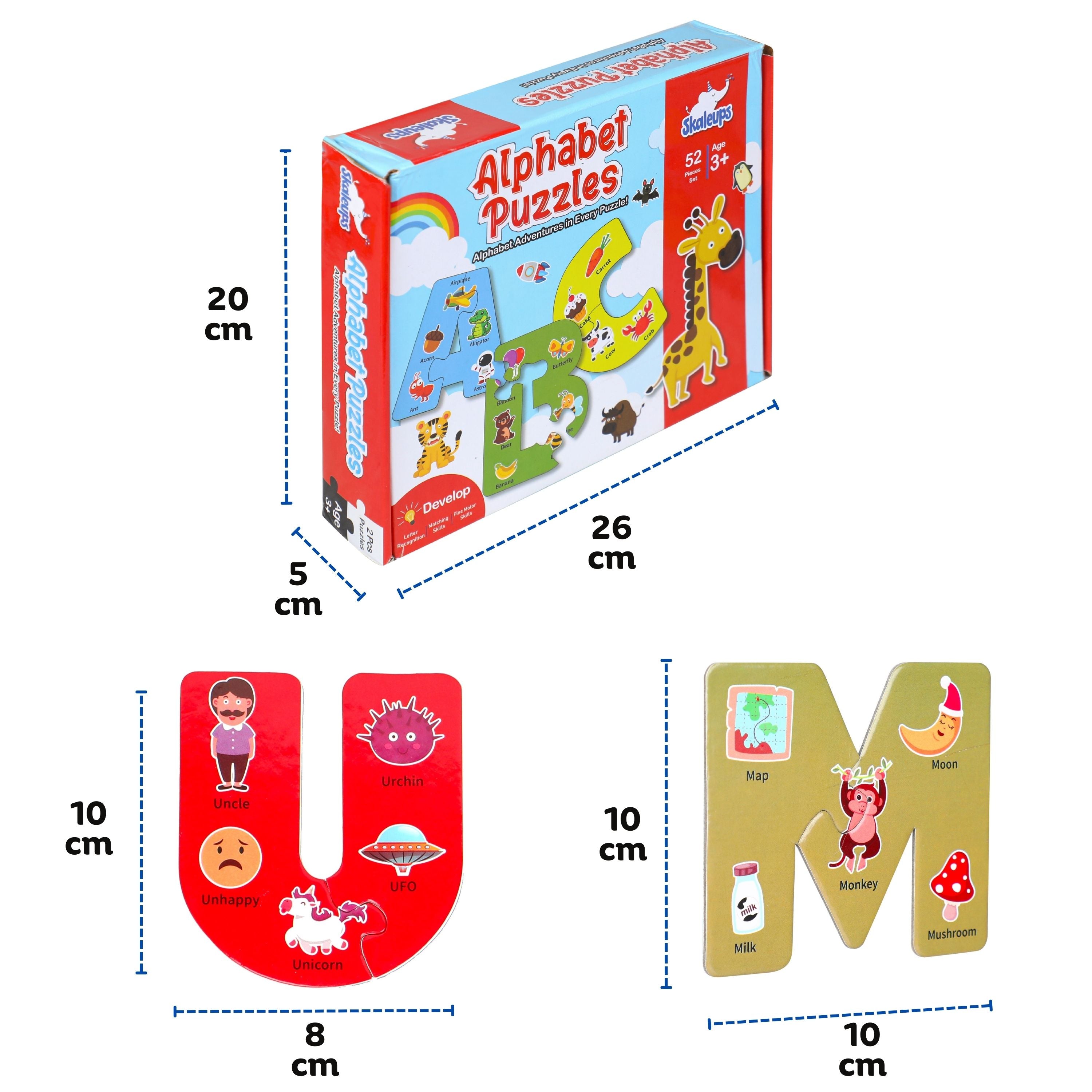 Skaleups Alphabet Puzzles for Kids Ages 3-5, ABC Learning for Toddlers Ages 3+, Sight Words Letter Puzzles Montessori Toys Educational STEM for Preschool Boys Girls Kids Gifts