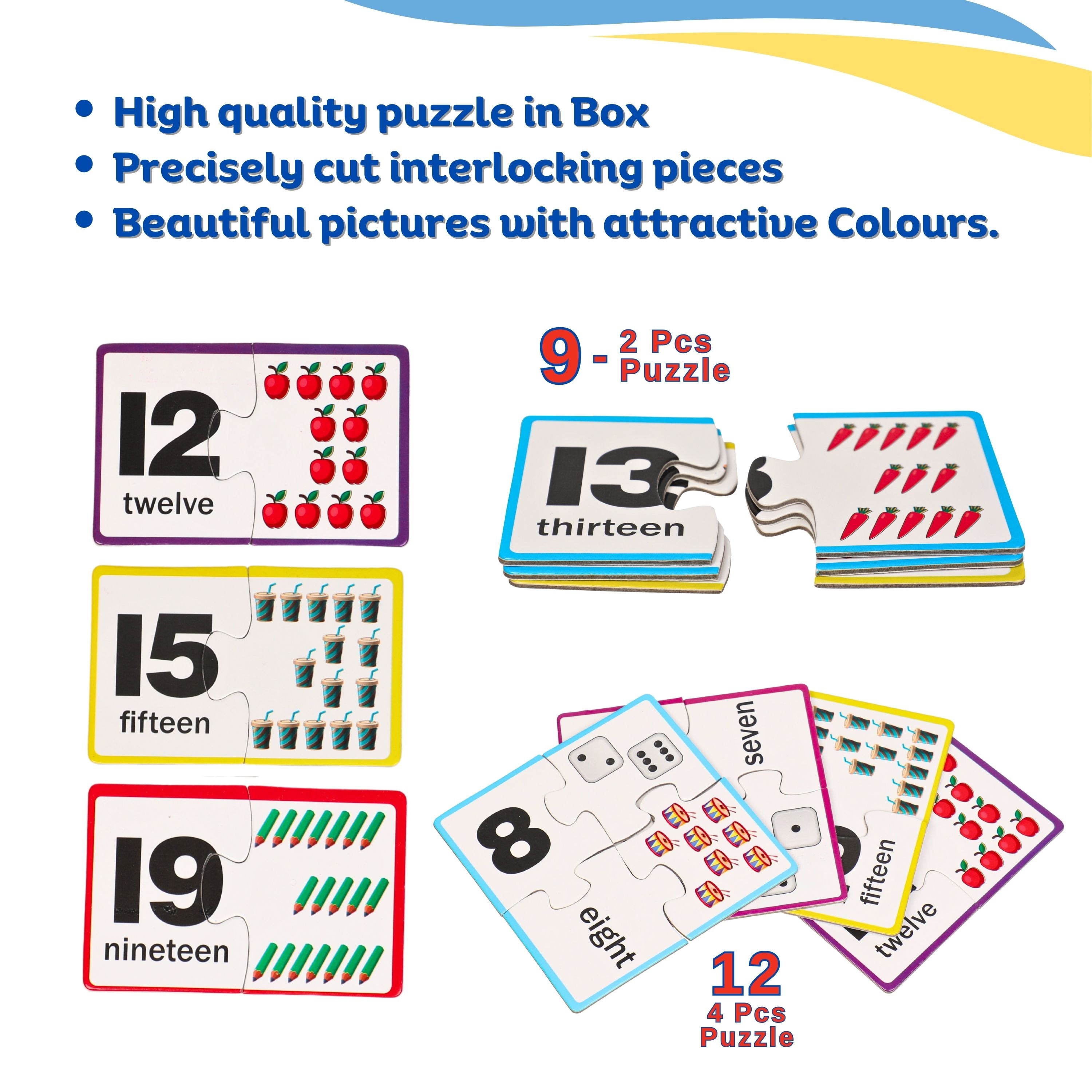 Skaleups Number Puzzle Kindergarten Math Games - STEM Matching Puzzle for Toddlers Kids Ages 3-5 - Educational Counting Toys Preschool Learning Activities