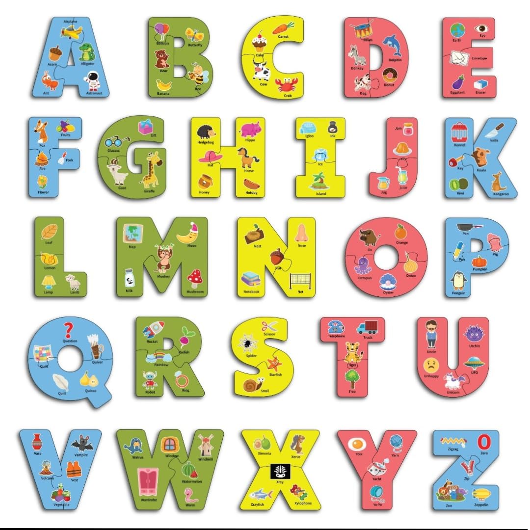 Skaleups Alphabet Puzzles for Kids Ages 3-5, ABC Learning for Toddlers Ages 3+, Sight Words Letter Puzzles Montessori Toys Educational STEM for Preschool Boys Girls Kids Gifts