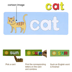 Skaleups Alpha Safari English Spelling Letter Early Learning, Fun Alphabet Word Puzzle Game with Flash Cards for Kids - Educational Preschool Toys & Games - Gift for Age 3-6 Years