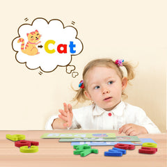 Skaleups Alpha Safari English Spelling Letter Early Learning, Fun Alphabet Word Puzzle Game with Flash Cards for Kids - Educational Preschool Toys & Games - Gift for Age 3-6 Years