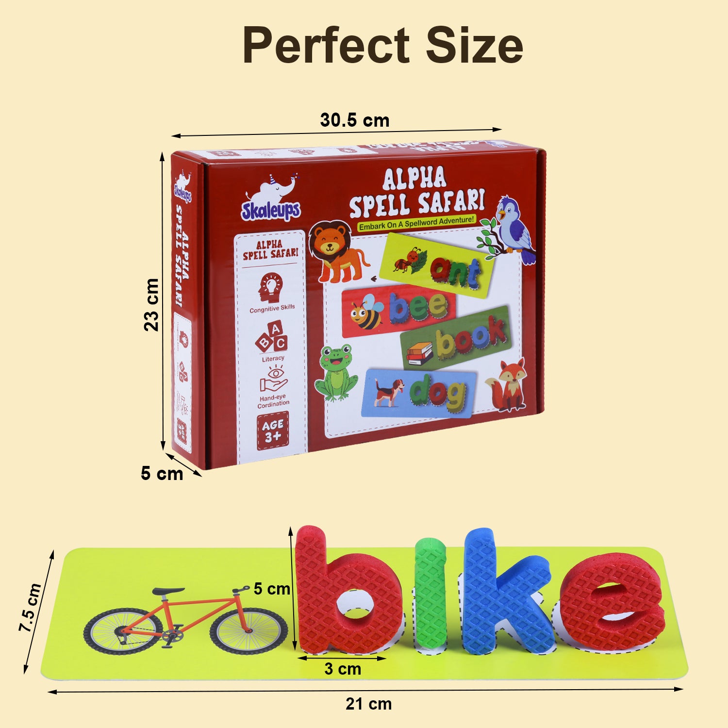 Skaleups Alpha Safari English Spelling Letter Early Learning, Fun Alphabet Word Puzzle Game with Flash Cards for Kids - Educational Preschool Toys & Games - Gift for Age 3-6 Years